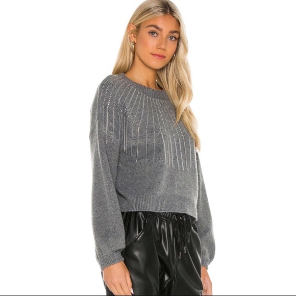 BB Dakota If You Fancy Embellished Gray sweater with rhinestones NWT size Small - Picture 2 of 4